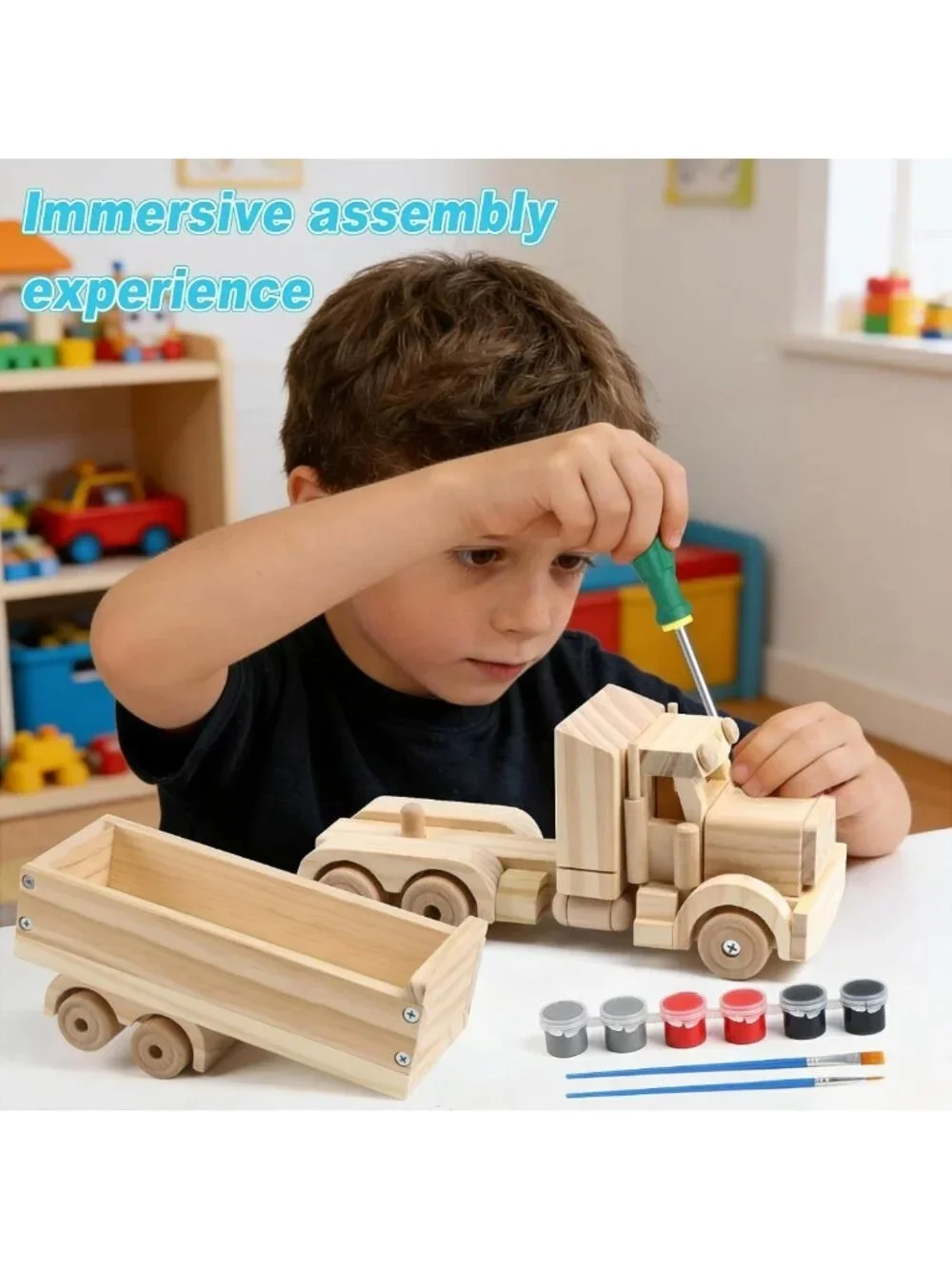 DIY Wooden Model Building Kit - 3 Pack Fighter Jet, Truck, Race Car - Arts